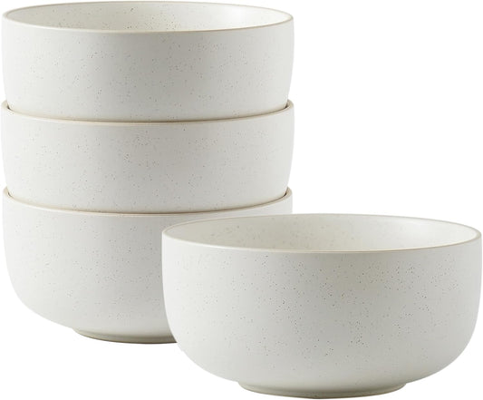 S&Q'S CERAMICS S&Q Ceramic Bowls for Kitchen, 36 Ounce, Large Capacity Cereal Bowls Set of 4, For Soup, Oatmeal, Breakfast, Microwave and Dishwasher Safe, Glazed Matte Off White…