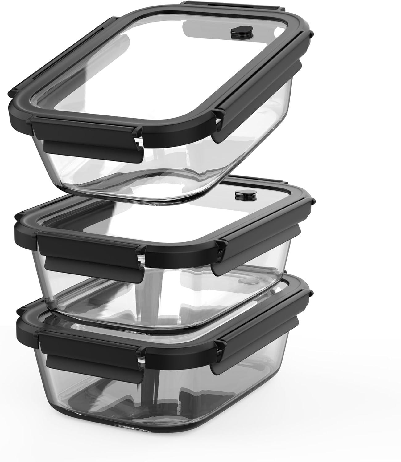 BYLWORKOUT Glass Meal Prep Containers 3 Pack | Borosilicate Food Storage Containers with Airtight Leak-Proof Vented Lids | Microwave, Oven, Freezer & Dishwasher Safe Glass Lunch Boxes for Kitchen