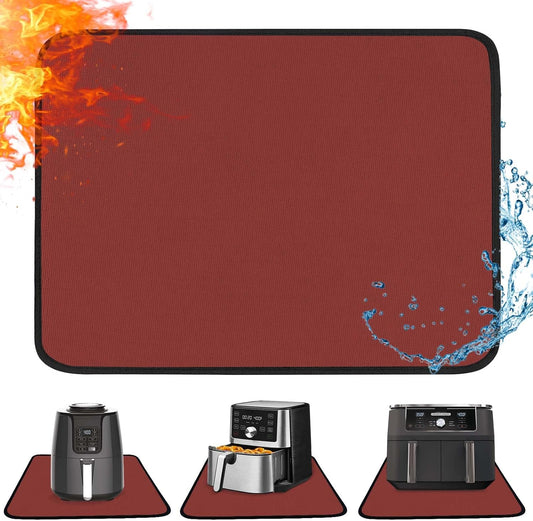 Heat Resistant Mat for Air Fryer, 16 x 24in Heat Resistant Mat for Countertop, Fireproof Silicone Countertop Protector Appliance Slider Mat for Air Fryer, Coffee Maker, Toaster, Oven (Red)