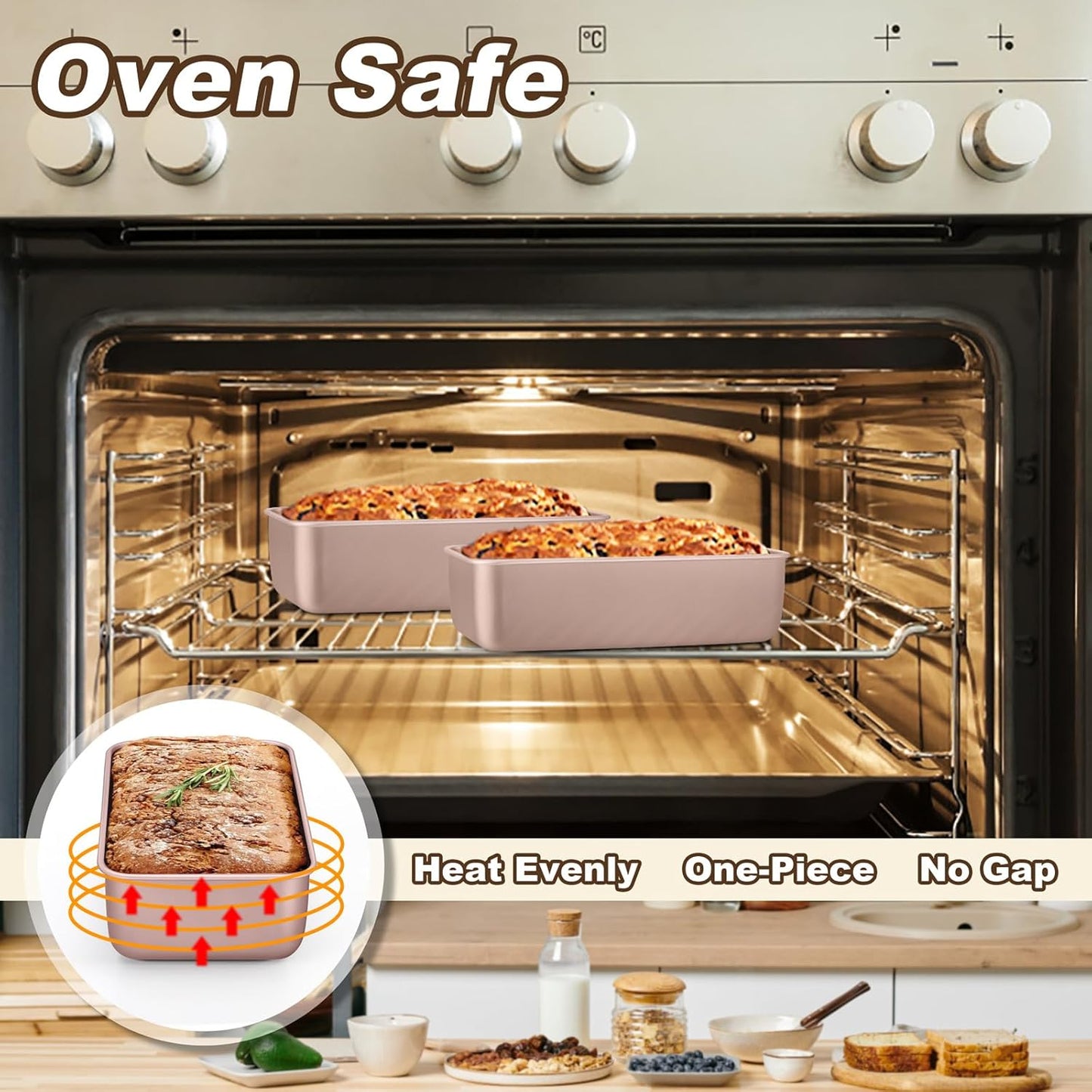 LIANYU 4 Pack Loaf Pans for Baking Bread 9x5In, Stainless Steel Meatloaf Baking Loaf Tins, Heavy Duty Metal Bakeware for Bread Cake Brownies, Non Stick & Easy Release, Rose Gold