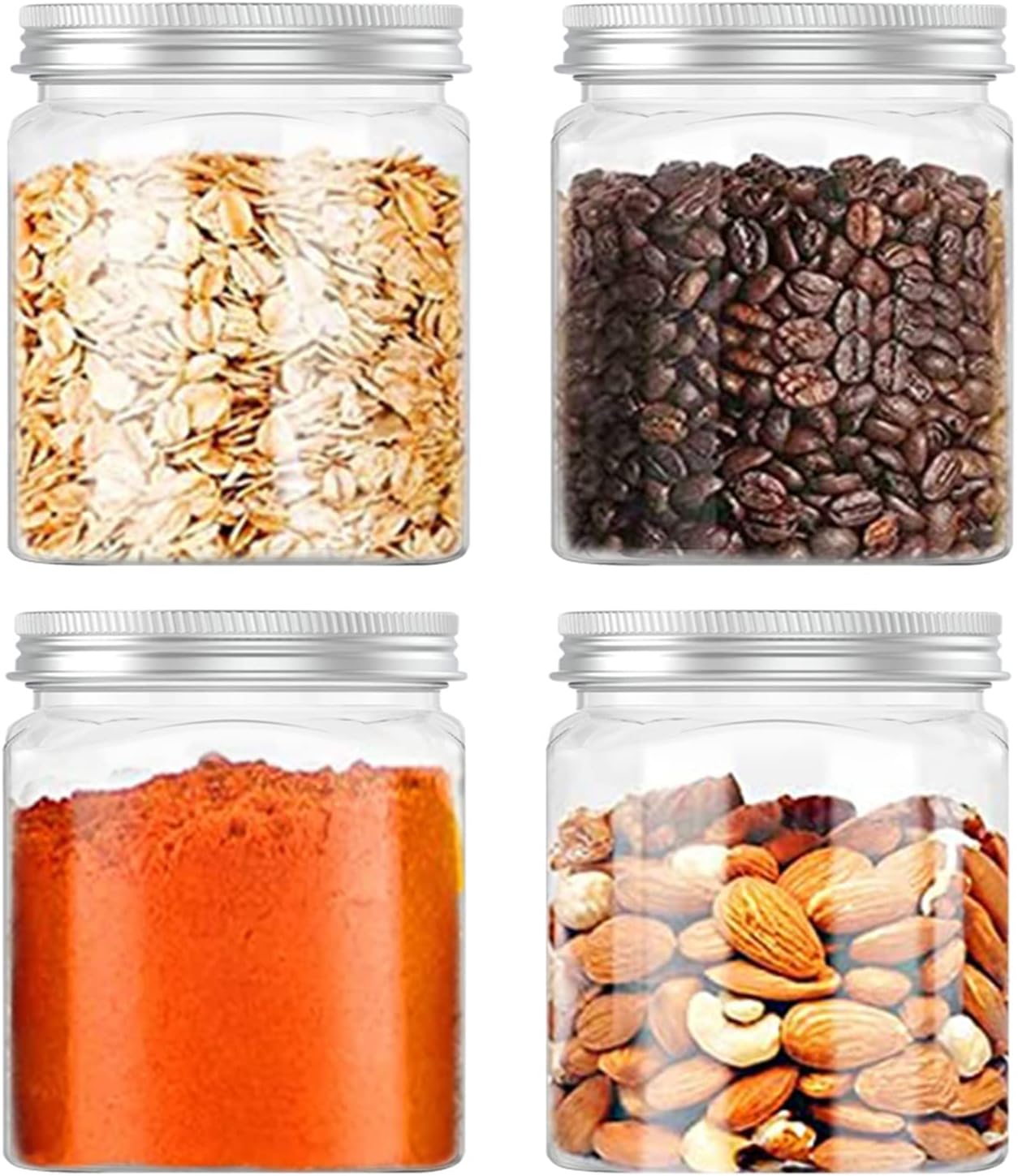 24 Oz Clear Plastic Jars 720mL Plastic Containers Reusable Empty Storage Jars with Lid for Household and Kitchen Organizing, 2 Pack