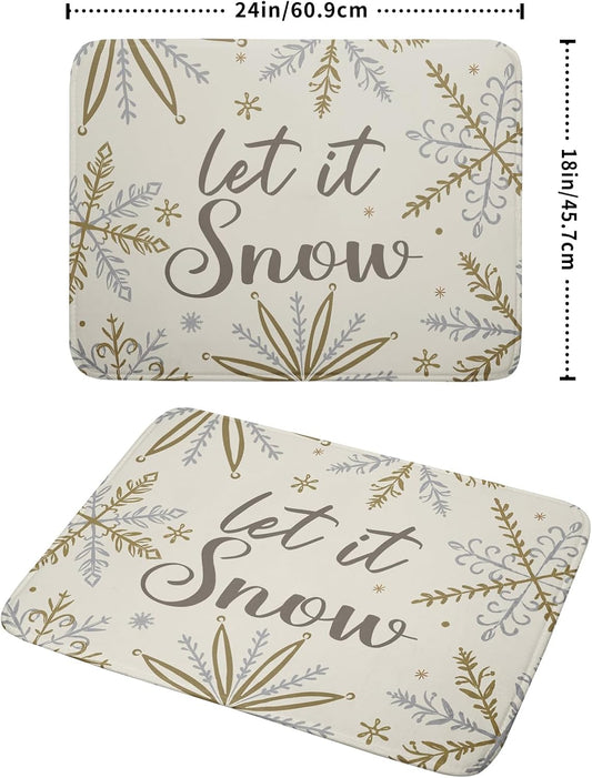 Christmas Snowflake Dish Drying Mats for Kitchen Counter 18×24 Inch Winter Snowflake Let It Snow Large Microfiber Drying Mat Kitchen Accessories Dish Rack Mat Drainer Pad Washable Absorbent
