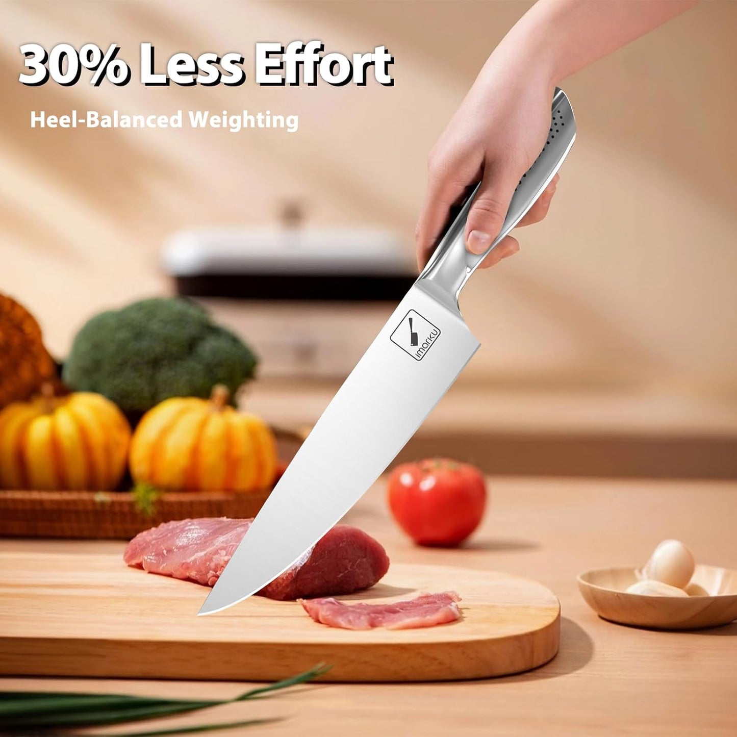 imarku® Kitchen Knife Set, 15 Pcs Japanese Knife Set with Block, Premium Razor-Sharp Chef Knives Set for Kitchen with Sharpener, Rust-Proof, Ergonomic Full-Tang Handle, Black