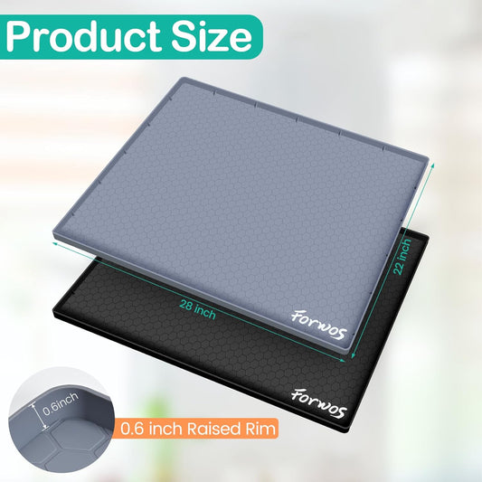 Waterproof Under Sink Mat 28" x 22", Silicone Cabinet Liner, Rubber Protector for Kitchen and Bathroom, Keeps Cabinets Clean, Dry, and Organized (Grey)