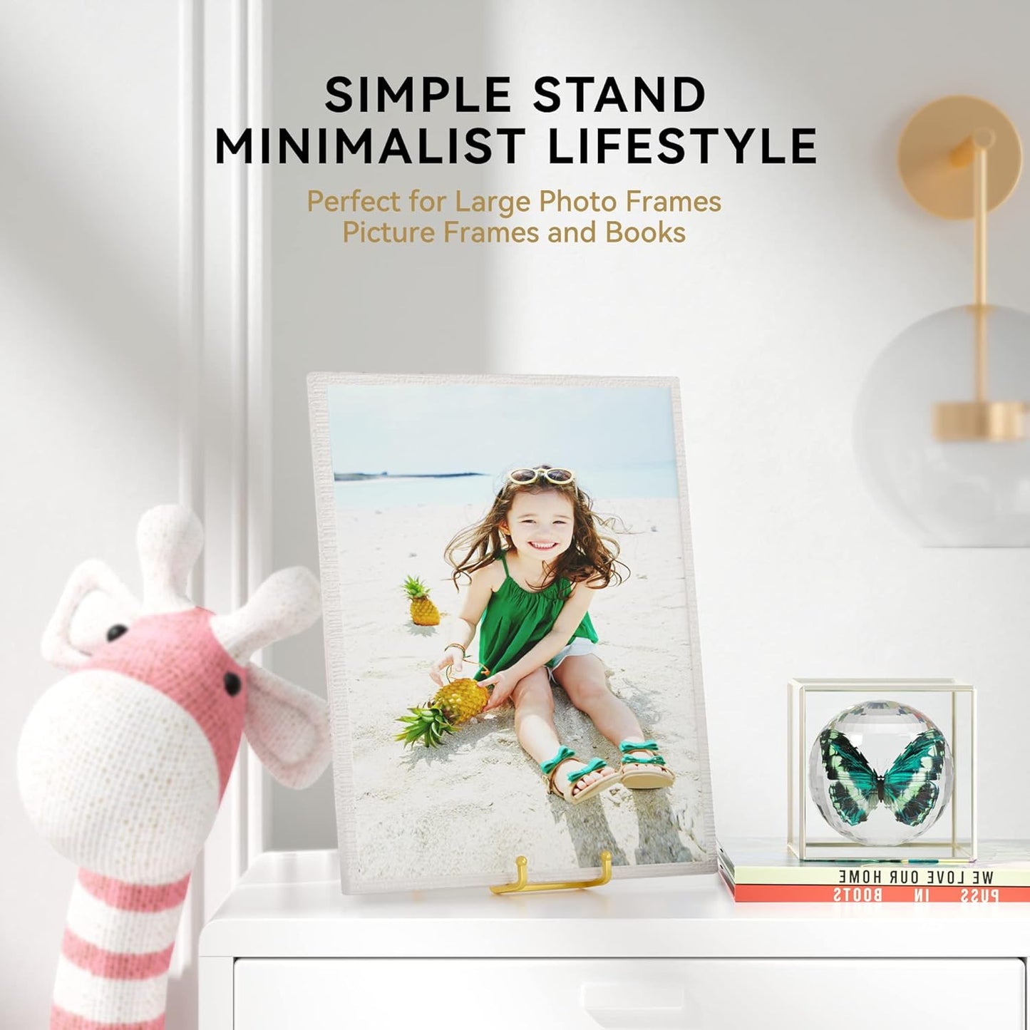 8 Inch Large Plate Stands for Display - Metal Plate Holder Display Stand, Picture Stand for Book, Platter, Plaque, Photo Frame, Small Easel Tabletop Art Display (Gold 2 Pack)