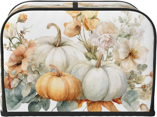 Toaster Cover 4 Slice Pumpkin Thanksgiving Botanical Watercolor Kitchen Small Appliance Covers with Pockets Dust and Fingerprint Protection