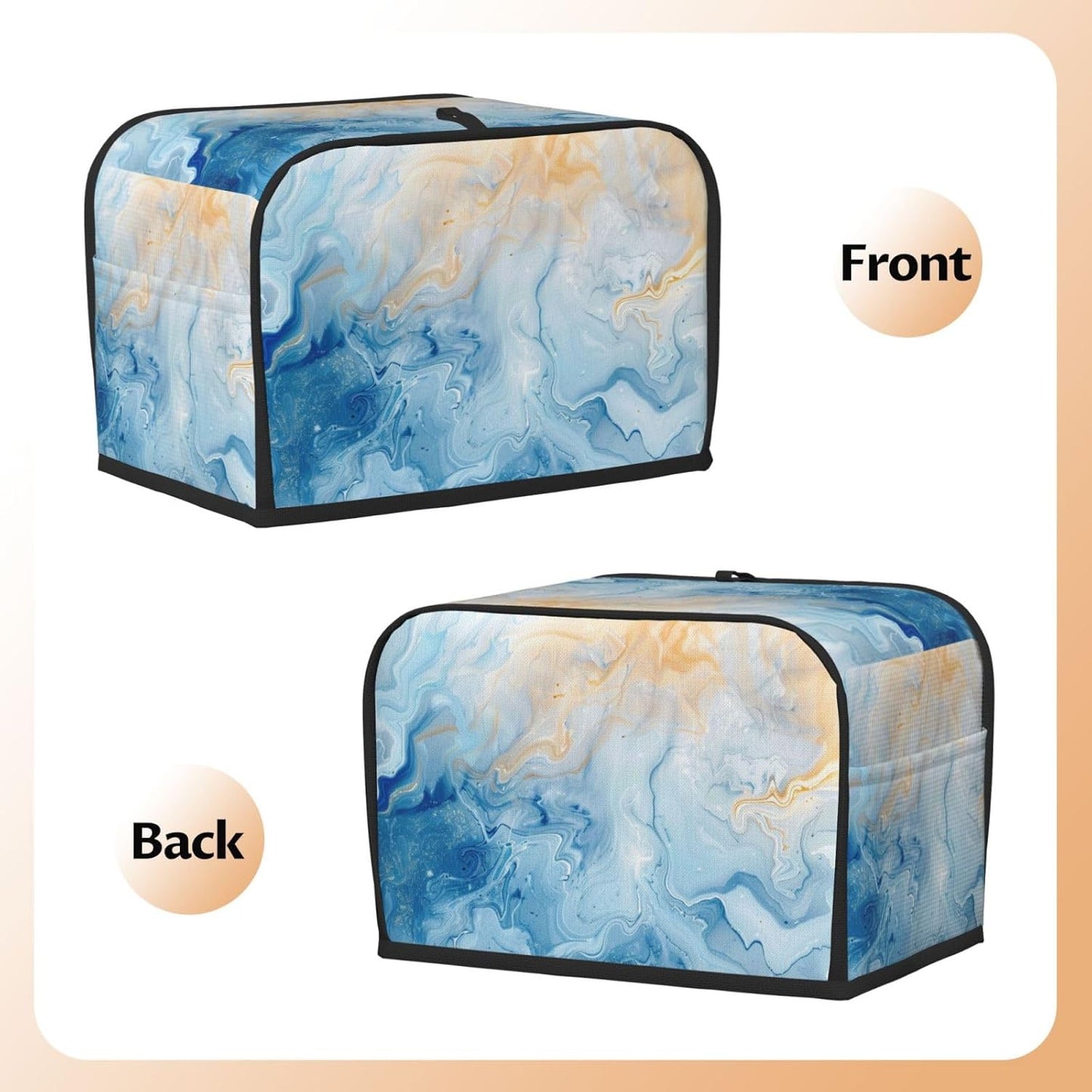 Toaster Cover 2 Slice Blue Marble Pastel Kitchen Small Appliance Covers with Pockets Dust and Fingerprint Protection