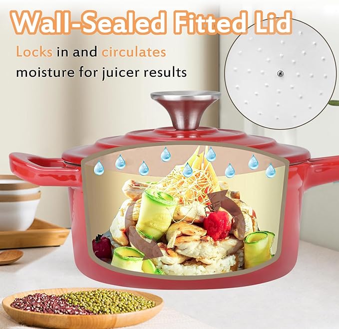 Enameled Cast Iron Sauce Pan, 1 Quart Enameled Saucepan with Lid, Mini Dutch Oven Enamel Saucepan for Cooking Pasta Sauce, Gravy, Puddings, Marinate, Boiling (Gradient Red)