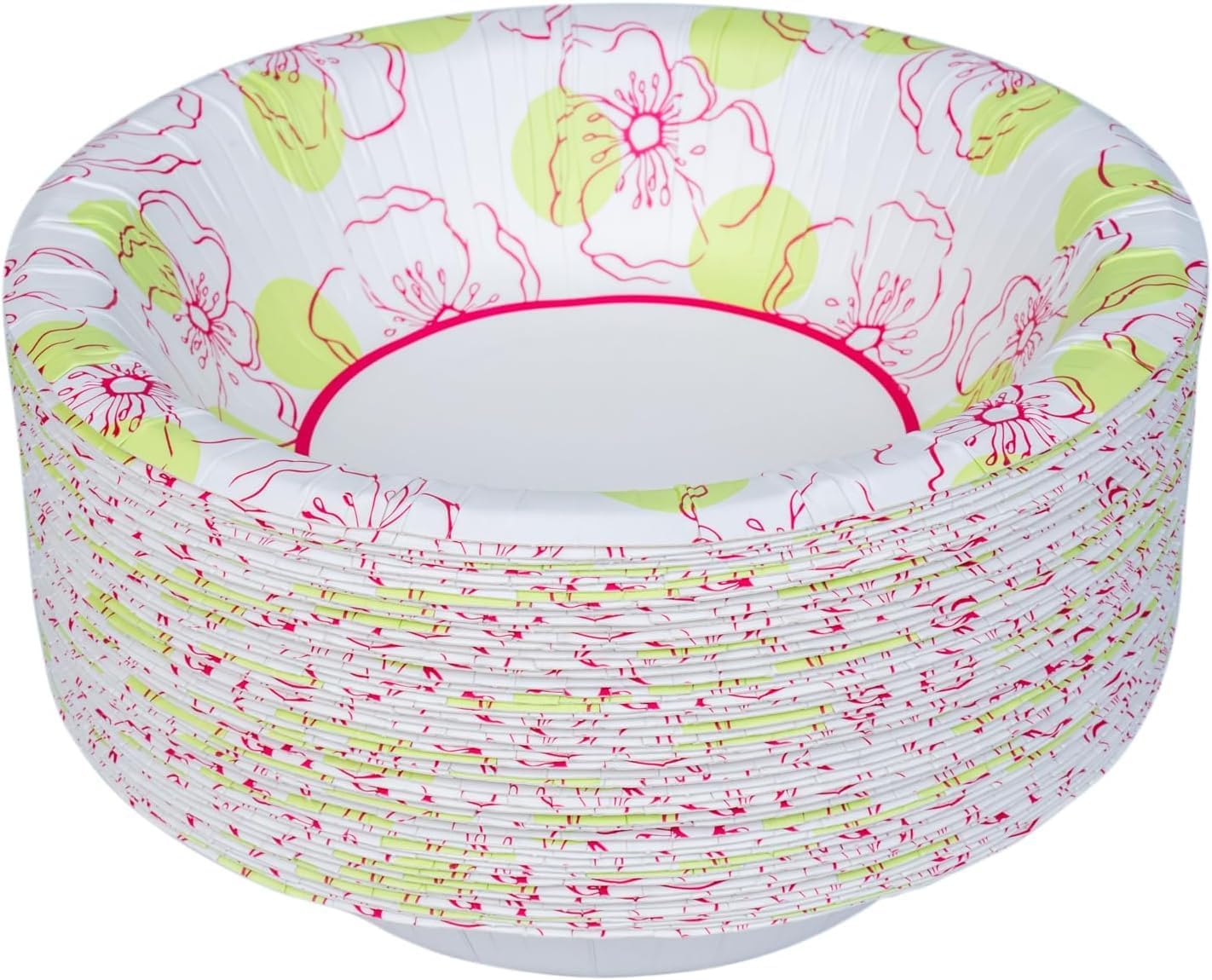 Glad Round Disposable Paper Bowls, Pink Flower Design - Heavy Duty, Soak Proof, Cut-Resistant, Microwavable Bowl for All Foods & Daily Use, 16 Oz, 50 Count - 6 Pack