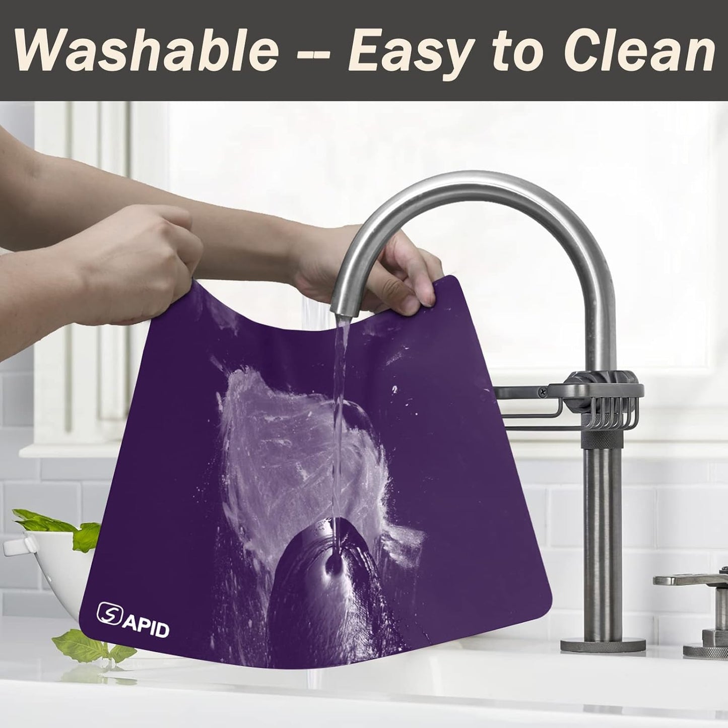 Extra Large Silicone Mat 36" x 24" Place Mats, Heat Resistant Mat for Kitchen Countertop Protector, Thick Placemats Washable Silicone Mats for Kitchen Counter Mat Dining Table Mat, Purple, Sapid