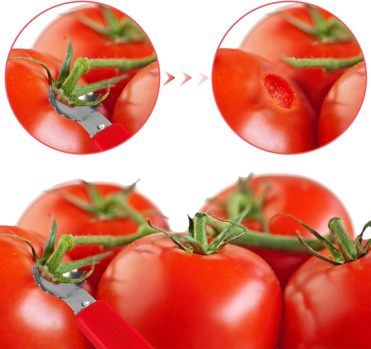 4pcs Tomato Strawberry Corer Tool, Strawberry Huller Stem Remover Fruit Vegetable Skin Peeler Seeder Core Removing Tools with Ergonomic Handles Kitchen Gadget for Canning Strawberries Tomatoes