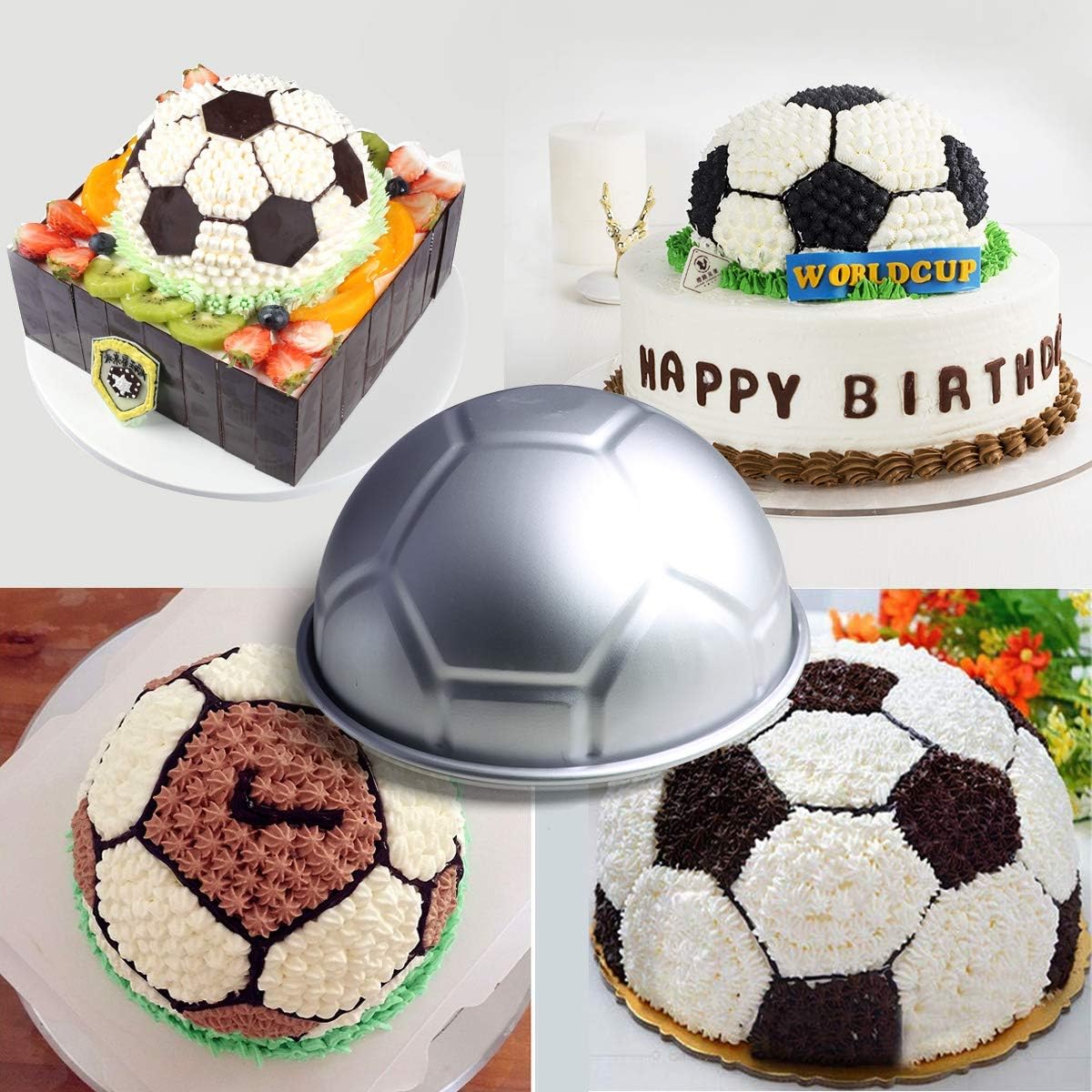 Big 8-inch Half Soccer Ball Football Shaped Birthday Cake Pan Bakeware Pastry Baking Cake Decorating Pan Mold