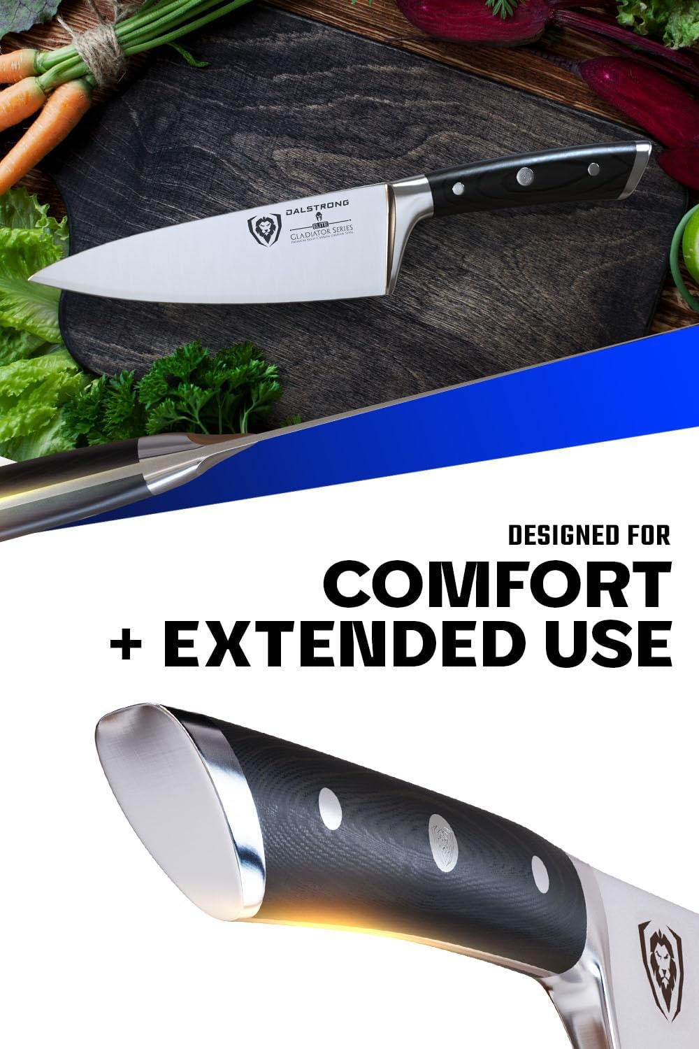 Dalstrong Chef Knife - 6 inch - Gladiator Series Elite - Forged High Carbon German Steel - Razor Sharp Kitchen Knife Gift - Full Tang - Black G10 Handle - Sheath Included - NSF Certified
