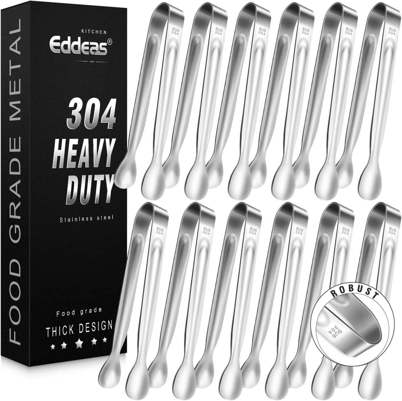 12 PCS Mini Serving Tongs, 6 Inch Small Sugar Tongs, Stainless steel Small Kitchen Tiny Food Tongs for Serving Food, Coffee Bar, Tea Party, Desserts Party and Ice Bucket