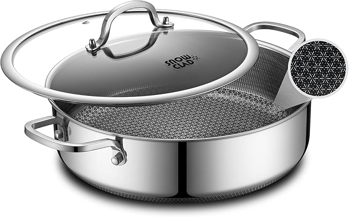 Saute Pan,Hybrid Non Stick 5 Quart Everyday pan,Chicken Fryer, PFOA Free Cookware,12 inch Deep Frying Pans with Lid,Dishwasher and Oven Safe,Works on Induction,Ceramic and Gas Cooktops