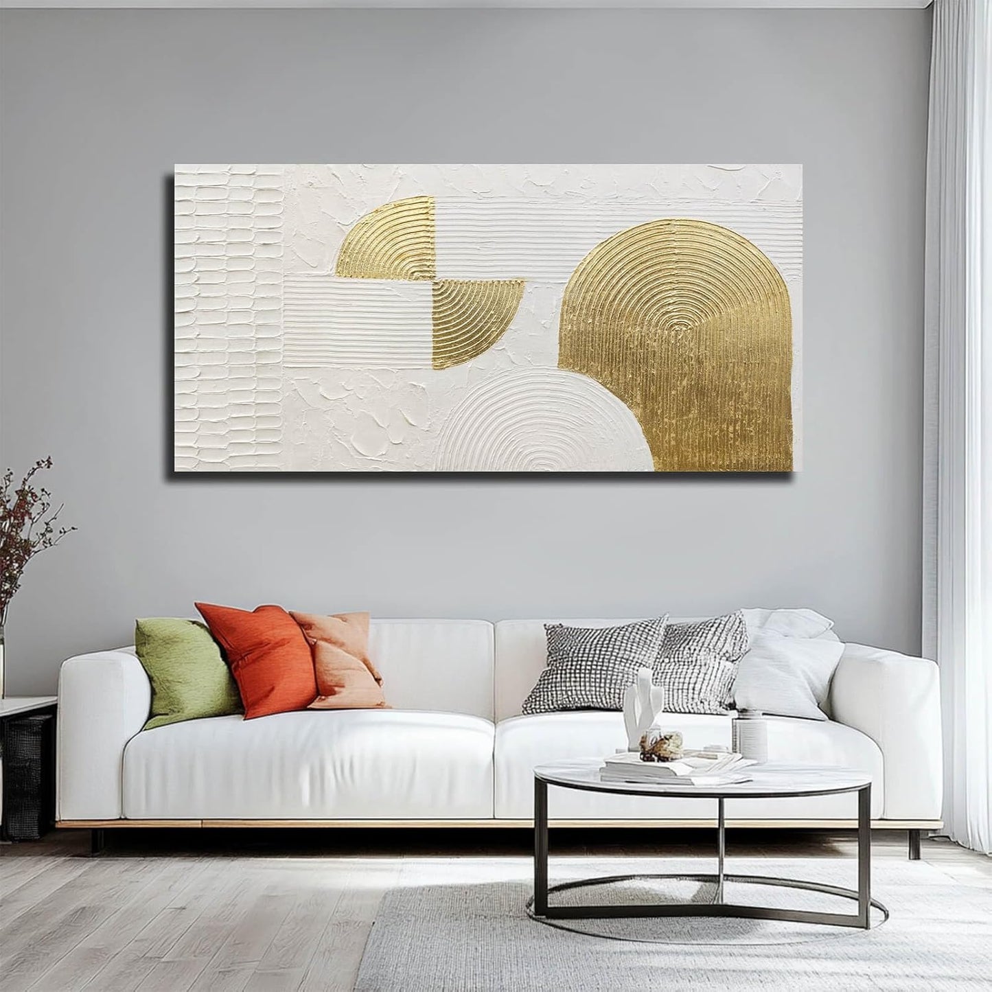 VAYIMDH Textured Canvas Wall Art Line Wall Paintings Modern Wall Decor 24"x48" Office Wall Decorations Wall Pictures for Bedroom