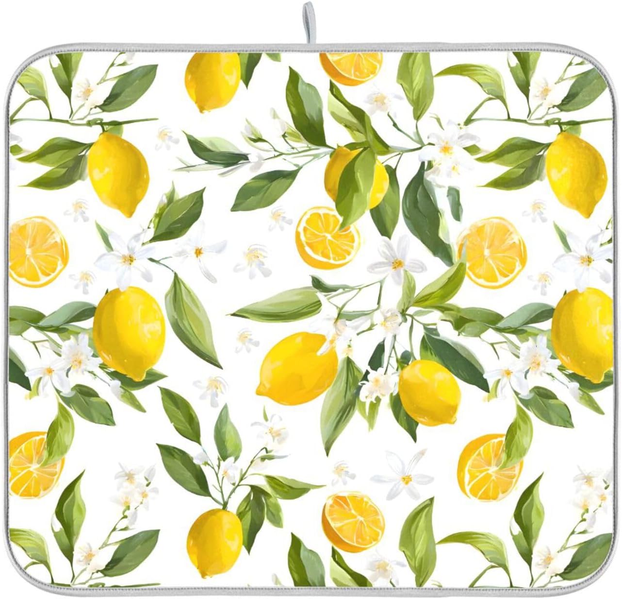 Lemon Leaf Dish Drying Mat for Kitchen Counter Absorbent Dish Drainer Mats Drying Pads 16"x18"