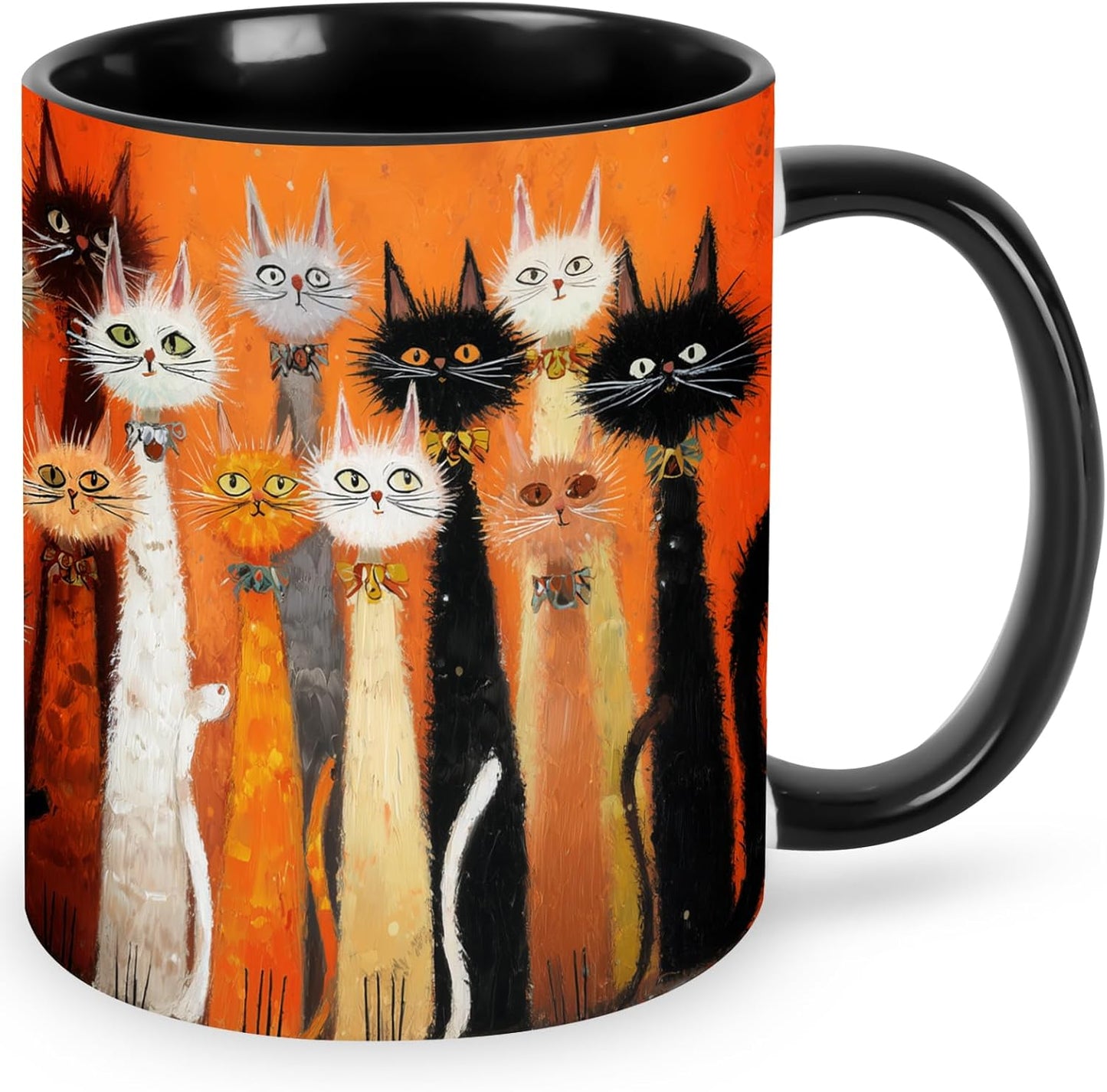FyLybois Cat Coffee Mug Ceramic Coffee Cup with Handle Microwave Safe for Home or Office Gifts for Women and Men