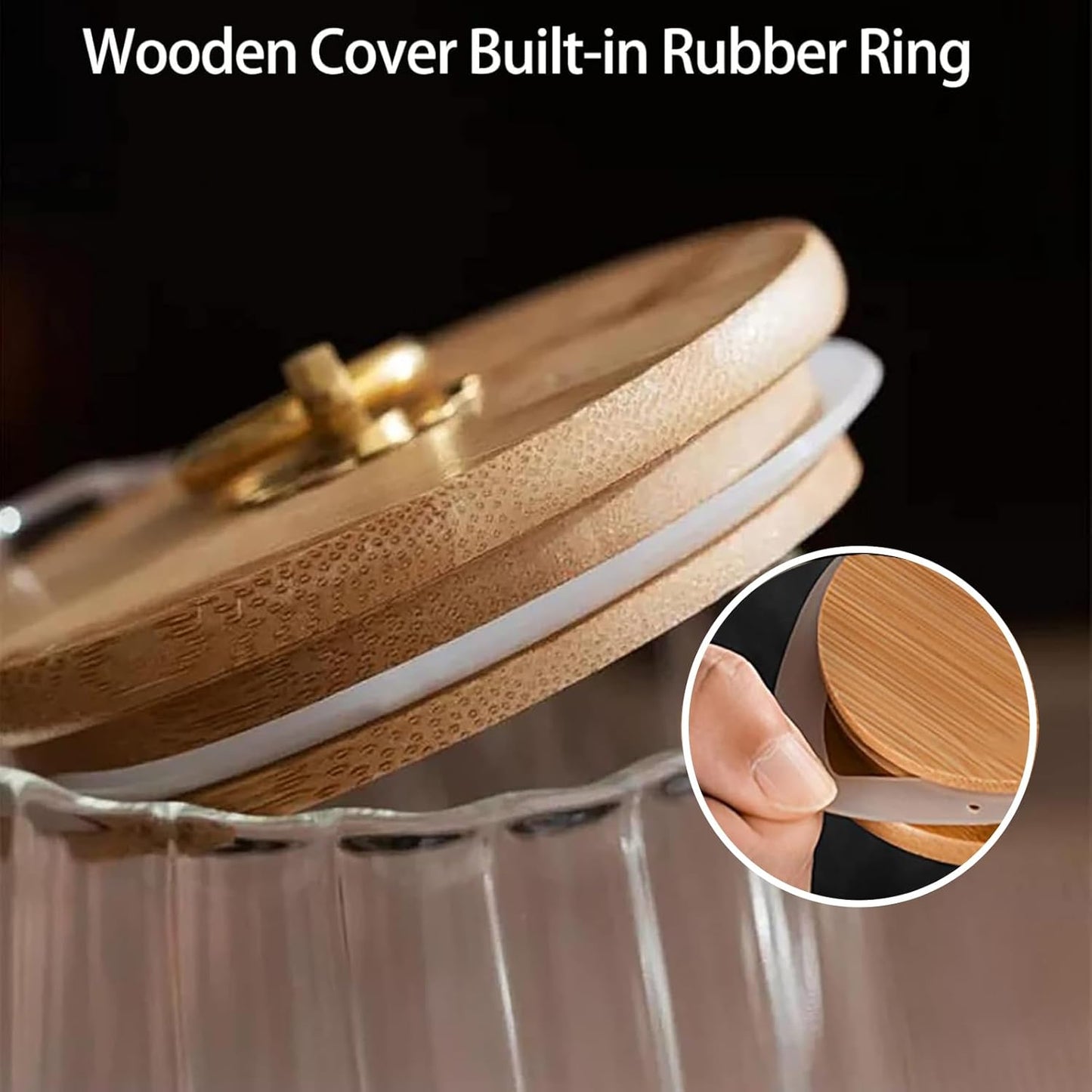 Viovian 22 & 25 FL OZ | Glass Storage Jars with Bamboo Lids Sugar Coffee Containers Set of 2 Clear Decorative Jar Canister for Foods Cookie Candy Nuts Snacks