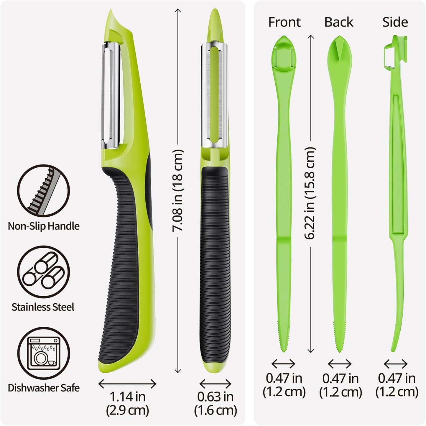 Vegetable Peeler, Swivel Peelers for Kitchen with Non-Slip Grip Handle,Green