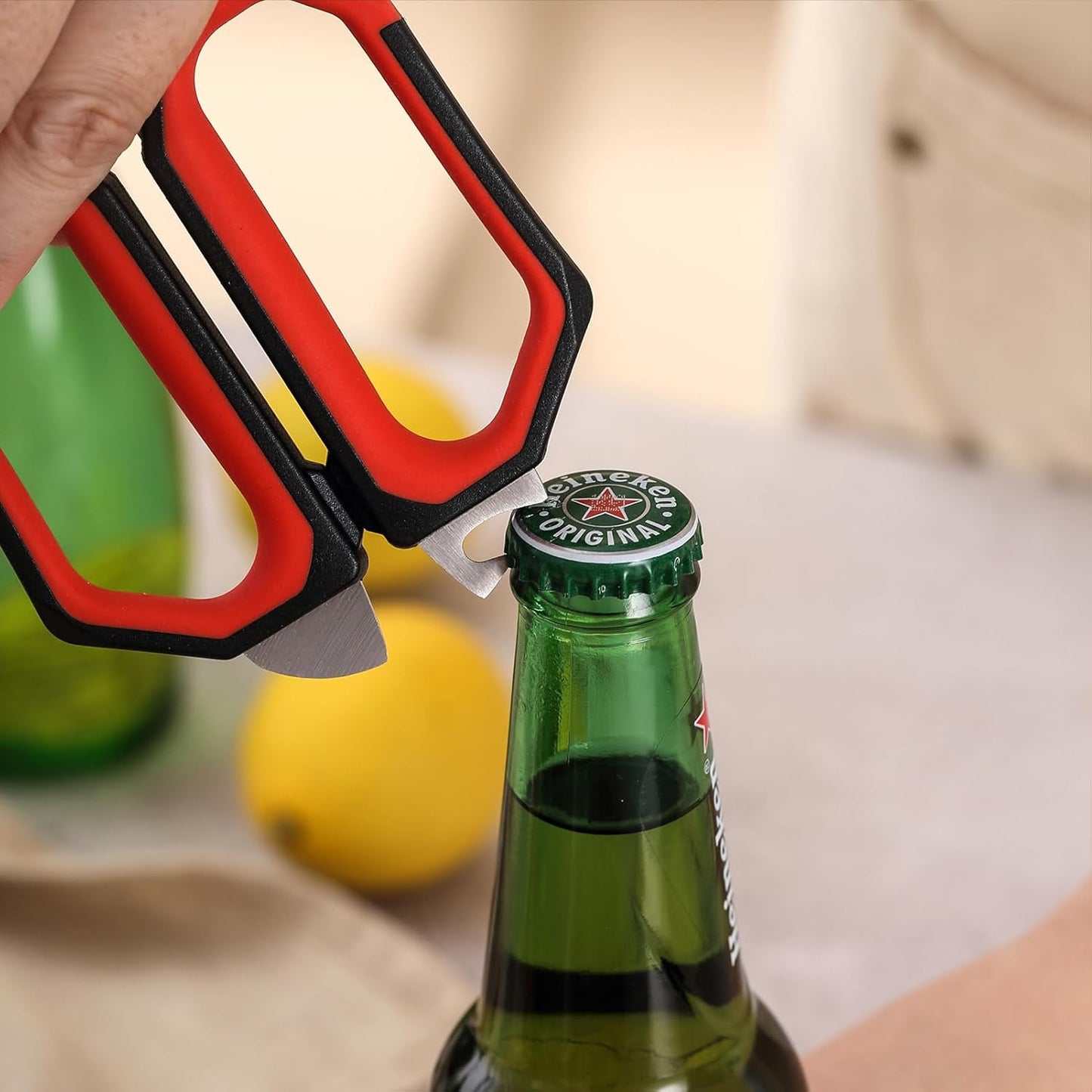 LIVINGO Kitchen Scissors Set All Purpose - Heavy Duty Stainless Steel Come Apart Food Shears for Cutting Meat, Vegetables, Dishwasher safe, 2 Pack, Red Black Multi-Function Handles