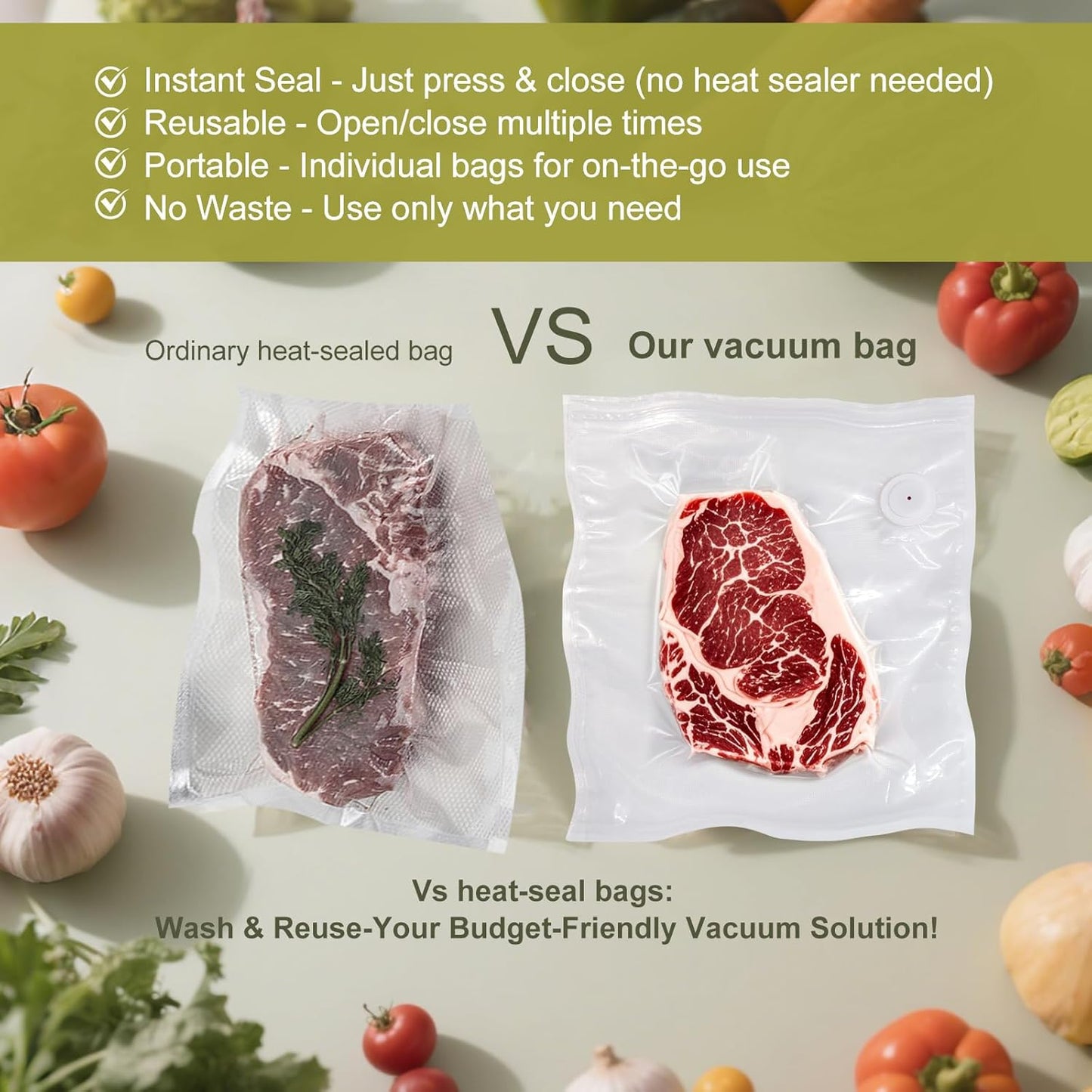 Vacuum Sealer Bags Large Size 10 x 11 Inch 30 Bags, Food Storage, BPA Free, Food Saver, Meal Prep,Sous Vide, Heavy Duty, Airtight