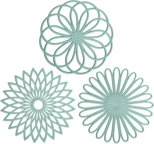 Smithcraft Silicone Trivets for Hot Dishes, Pads for Kitchen, Round Mats for Hot Pots and Pans, Heat-Resistant for Countertops, Set of 3 Green