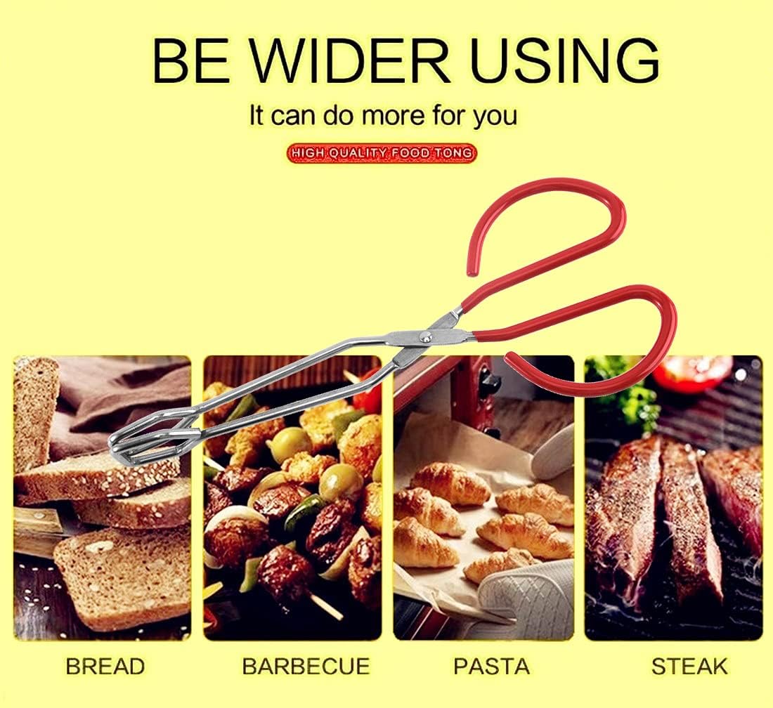 Food Tongs, Feeyei Heavy Duty Stainless Steel Kitchen Tongs for Cooking, Barbecue, Serving Scissors Tongs 10 Inches 2 packs (Red)