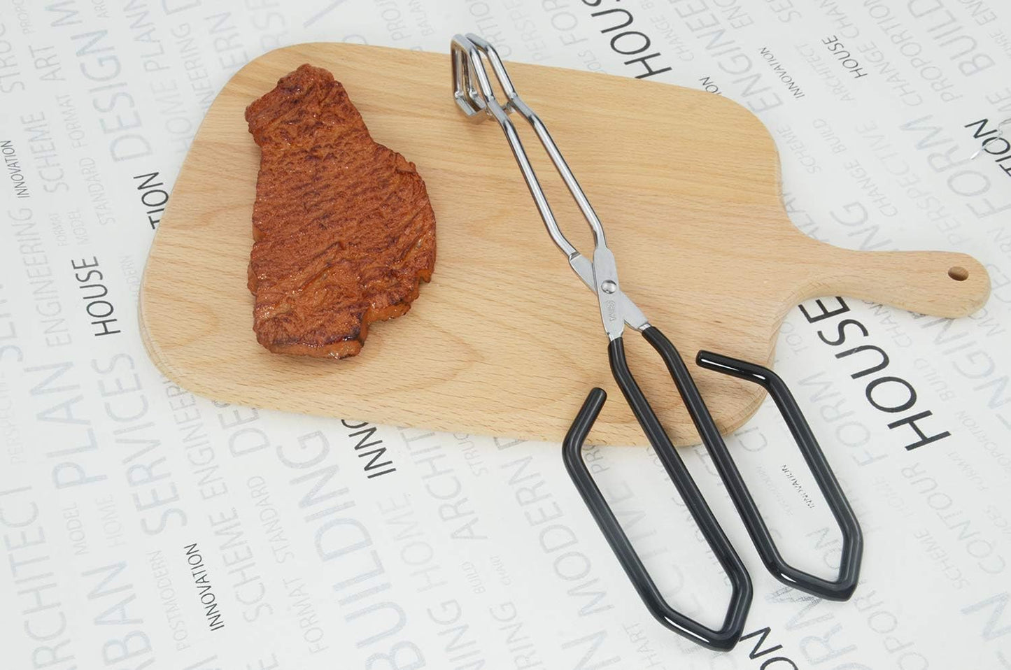 Stainless Steel Scissor Tongs with Black Handle 11-Inch Heavy Duty Wire Tongs