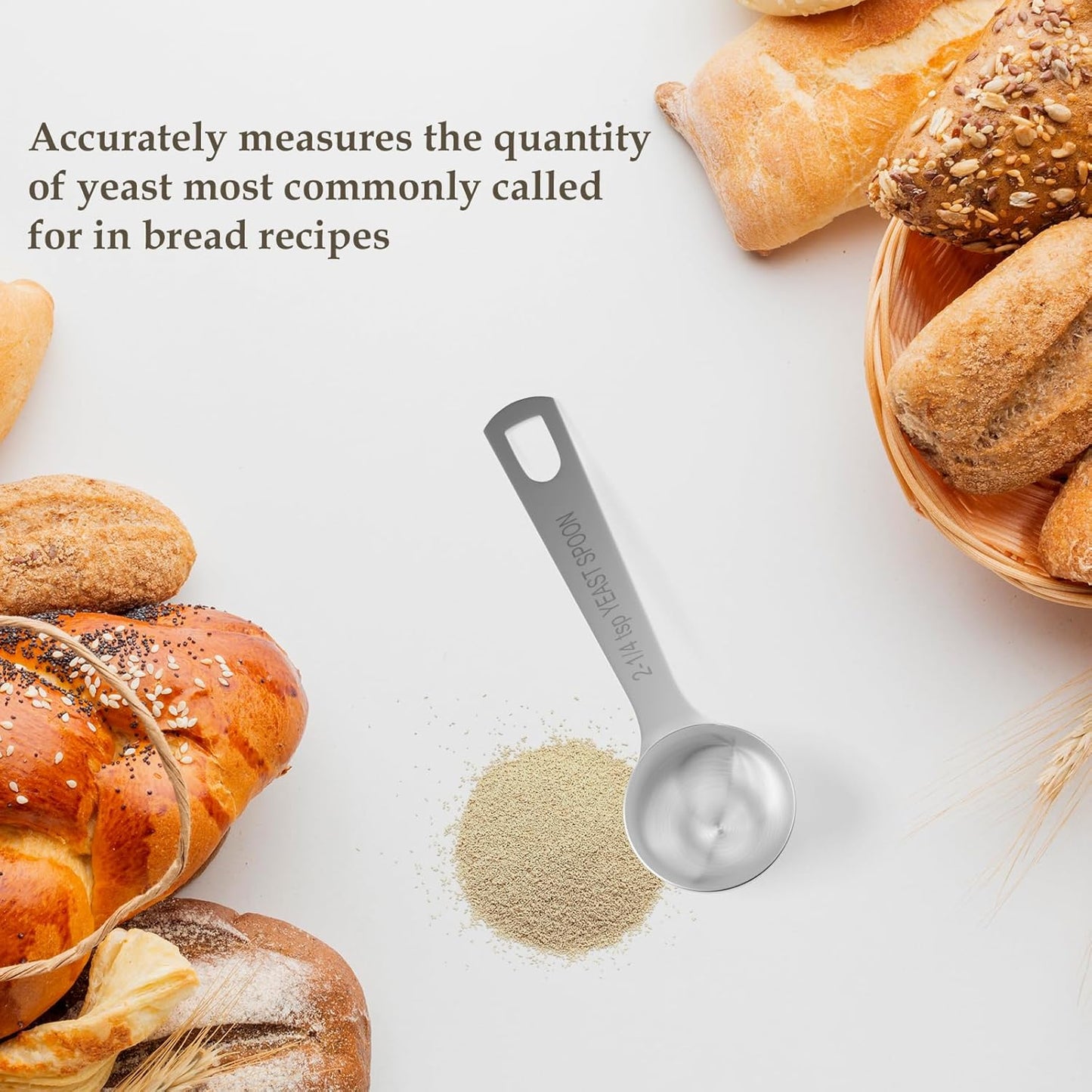 2PCS Yeast Measuring Spoon, Stainless Steel 2-1/4 Teaspoons, 2.25tsp, 0.25 Ounces