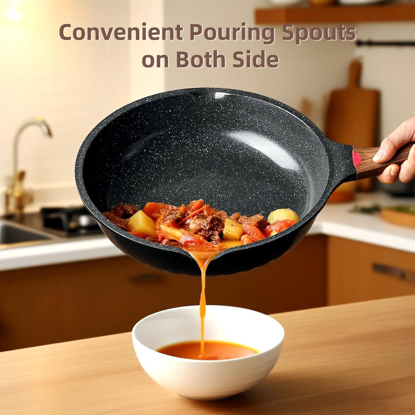 Vinchef Non Stick Frying Pans Set,10" & 12" Ceramic Pan with Lid, Deep Frying Pan & Saute Skillet, PFAS PFOA & PTFE Free, Visual Heat Indicator, Induction Ready, Frying Pans Nonstick Skillet with Lid