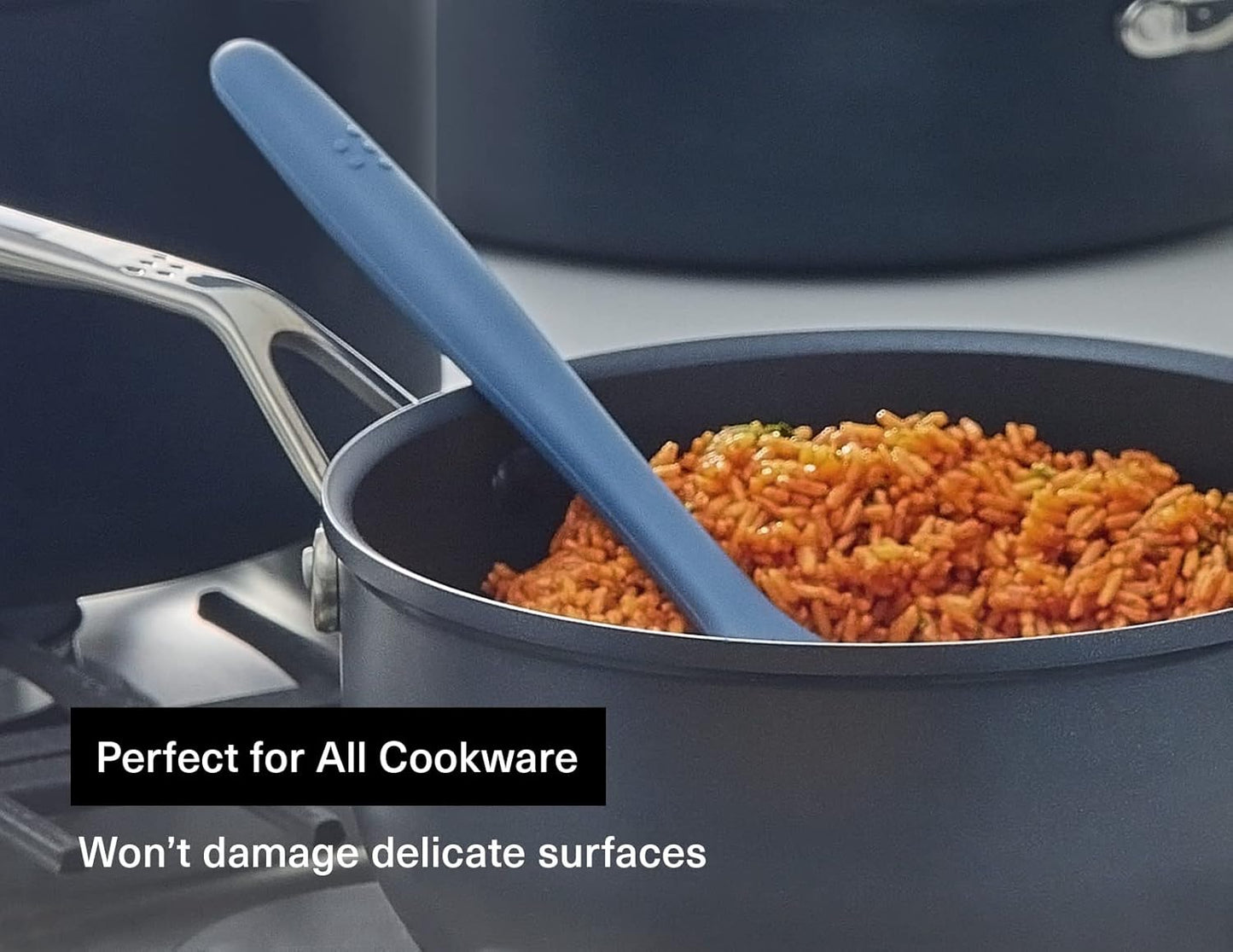 Misen Silicone Mixing Spoon - Professional-Grade, Dishwasher Safe - No Scratch Nonstick-Safe Kitchen Tool for Stirring, Scraping, and Serving - Stong, Durable, Heat Resistant - Blue