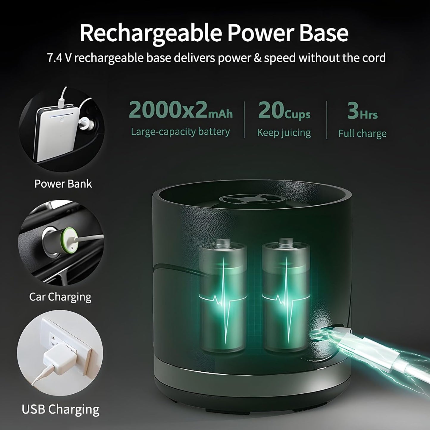 PROCHAIN Portable Blender, 22oz Cordless Personal Blenders, Electric USB Rechargeable Juicer, Smoothies, Ice Crush, Travel, Protein Shakes Cup, BPA-Free, Dishwasher Safe