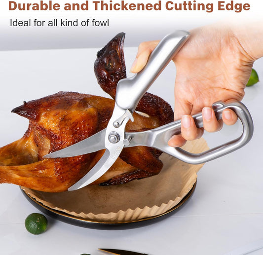 LIVINGO Kitchen Scissors - Heavy Duty Poultry Shears Sharp Cutting Food Chicken Bone Meat Vegetable for Cooking, Multipurpose Stainless Steel Utility Scissors, Safety Lock