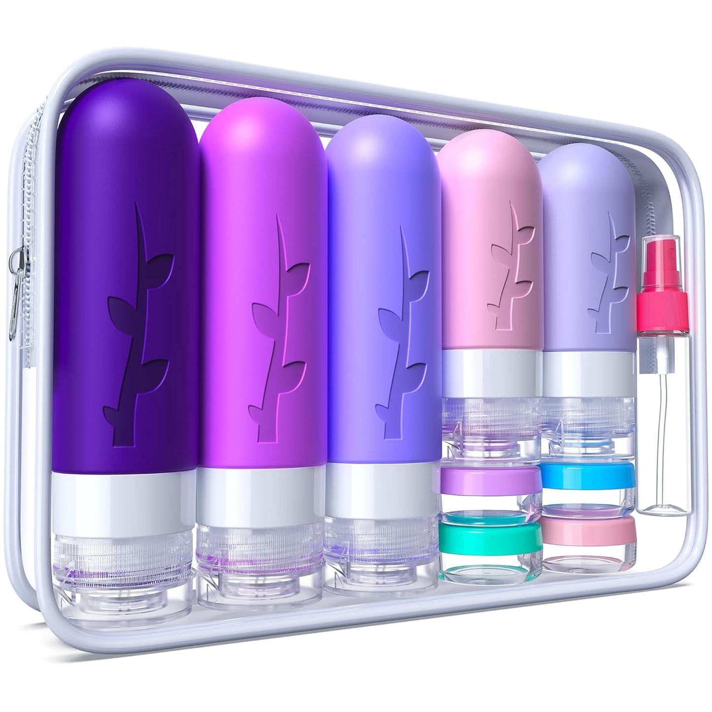 19 Pack travel Bottles for Toiletries, Silicone TSA Approved Travel Size Containers for toiletries Leak Proof Refillable Travel Accessories for Shampoo Conditioner Lotion