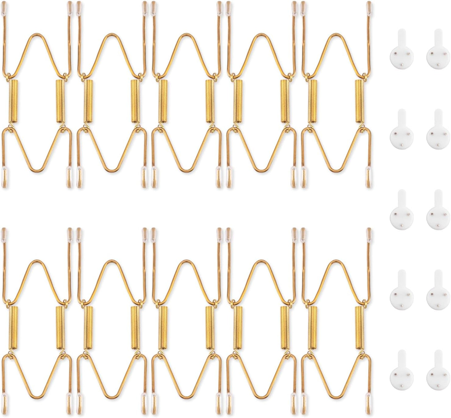 Bilillo 10 Pack Plate Hangers for Wall, Suitable for 4-5 Inch Decorative Plates, Invisible Stainless Steel Heavy Duty Wire Holders with Springs and 10 Pcs Wall Hooks for Displaying Dishes and Platters