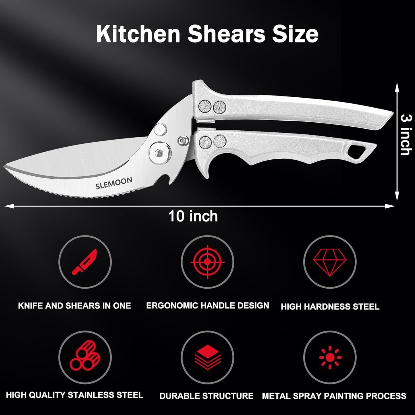 Heavy Duty Poultry Shears Meat Cutting Dishwasher Safe and Food Stainless Kitchen Shears Kitchen Scissors for Chicken Turkey Thanksgiving,Gift Box,silver