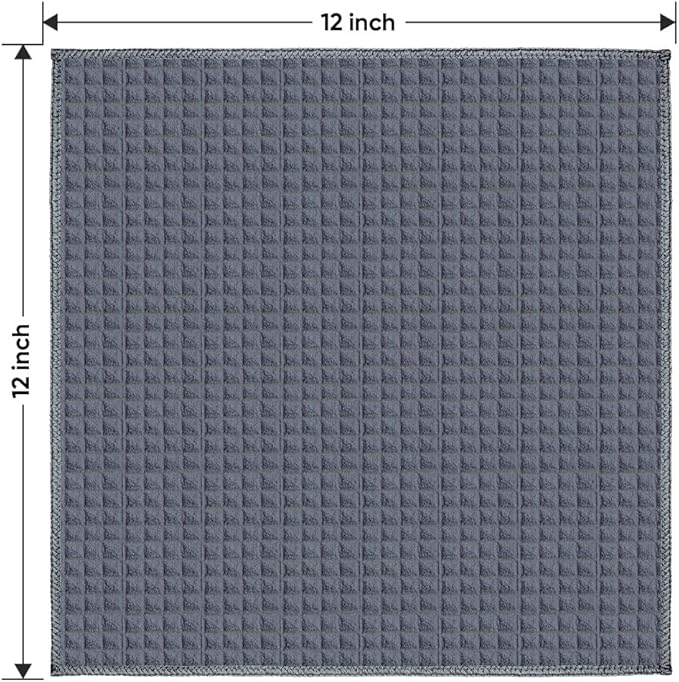 HOMEXCEL Waffle Weave Microfiber Cleaning Cloth, 6 Pack Highly Absorbent Cleaning Rag for Household, Reusable Kitchen Towels, Scratch-Free Barista Towels, 12 x 12 Inches, Grey