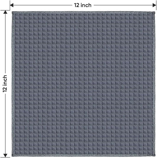 HOMEXCEL Waffle Weave Microfiber Cleaning Cloth, 6 Pack Highly Absorbent Cleaning Rag for Household, Reusable Kitchen Towels, Scratch-Free Barista Towels, 12 x 12 Inches, Grey