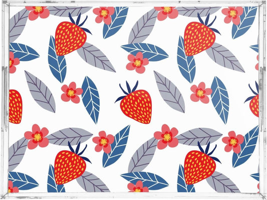 Acrylic Serving Tray with Handles Spill Proof Kitchen Storage Tray Clear Decorative Tray Makeup Drawer Organizer Storage Tray for Bathroom Living Room Ottoman 15.7x11.8Inches