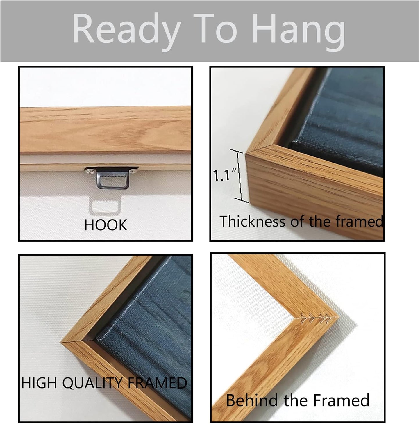 Dandelion Wall Art Blue Canvas Print Picture Framed Wall Art for Living Room Large White Flower Flora Home Decoration Modern(With Soild wood dark framed) Bedroom Artwork Wall Decor