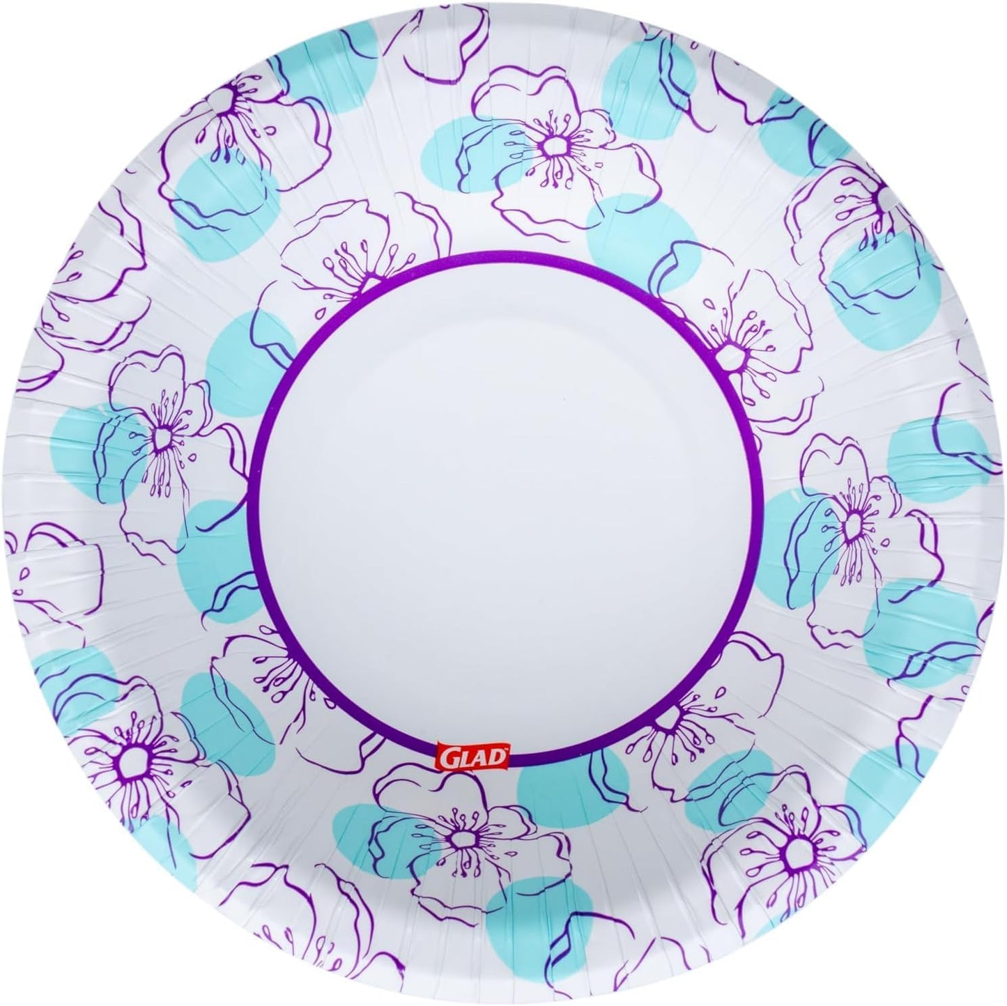 Glad Round Disposable Paper Bowls, Blue Flower Design - Heavy Duty, Soak Proof, Cut-Resistant, Microwavable Bowl for All Foods & Daily Use, 16 Oz, 50 Count - 6 Pack