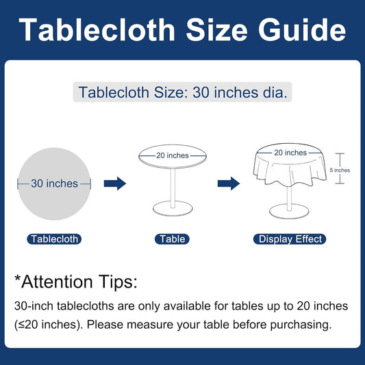 Hiasan Round Linen Tablecloth 30 Inch - Wrinkle and Stain Resistant Washable Polyester Fabric Table Cloth for Dining Room Kitchen Party, Stone