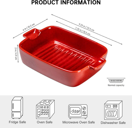 Ceramic Baking Dishes for Oven – Small Rectangular Bakeware Pans for Casserole, Lasagna, Brownies, Side Dishes – Oven Safe Baing Pan with Handles Set of 4