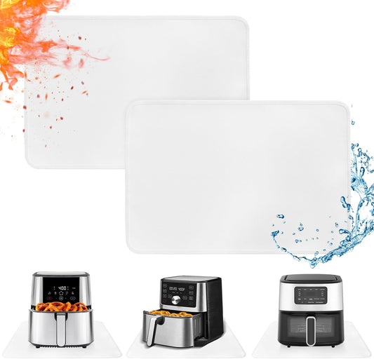 Heat Resistant Mats for Countertop - Fireproof 16x24 in Heat Resistant Mats for Air Fryer - Kitchen Countertop Protector Hot Pad for Air Fryer, Coffee Maker, Stand Mixer, Oven 2PCS - White