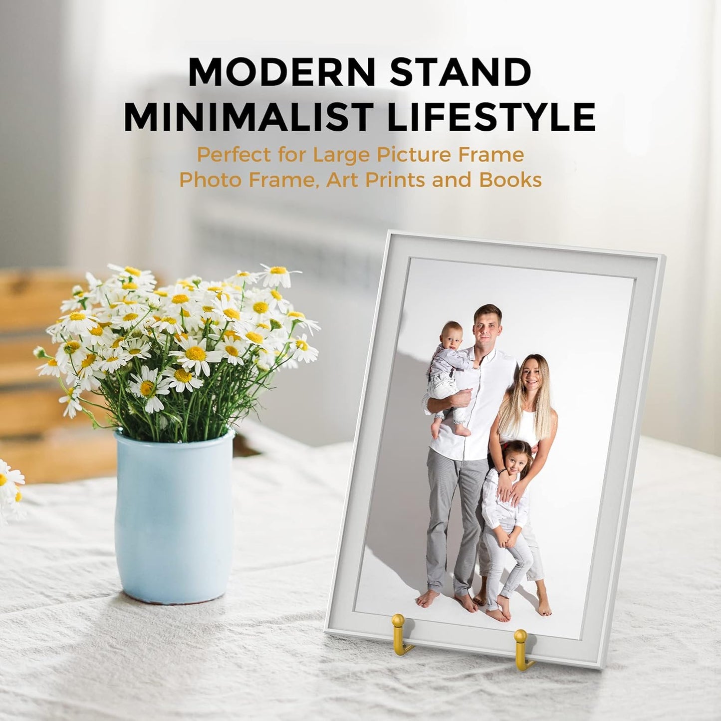 TR-LIFE 8 Inch Large Plate Stands for Display - Metal Plate Holder Display Stand + Frame Holder Stand for Picture, Decorative Plate, Platter, Plaques, Book, Photo Easel Tabletop (Gold 2 Pack)