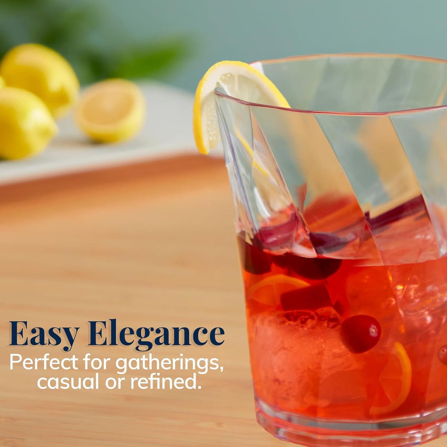 US Acrylic Optix Plastic Reusable Drinking Glasses (Set of 8) 14oz Rocks Cups in Clear | BPA-Free Tumblers, Made in USA | Top-Rack Dishwasher Safe