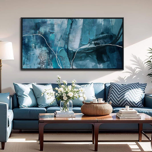 YDYSUNE Abstract Wall Art - Teal Canvas Wall Decor,Fan Art Large Picture for Living Room Bedroom Framed Painting Artwork Decoration Size 20x40Inches