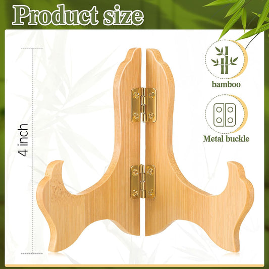 Tatuo 4 Packs Wooden Display Stand Decorative Plate Stands for Display Picture Frame Holder Easels(Wood,4 Inch)