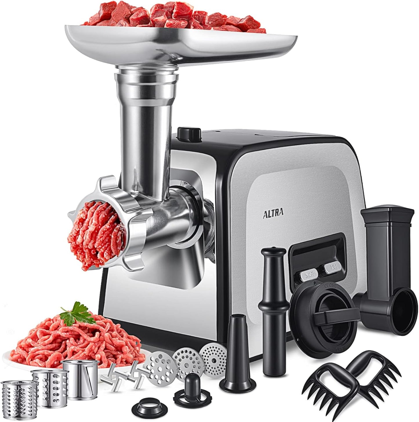 Meat Grinder, Sausage Stuffer, [2800W Max] Electric Meat Mincer with Stainless Steel Blades & 3 Grinding Plates,Sausage Maker & Kubbe Kit for Home Kitchen & Commercial Using